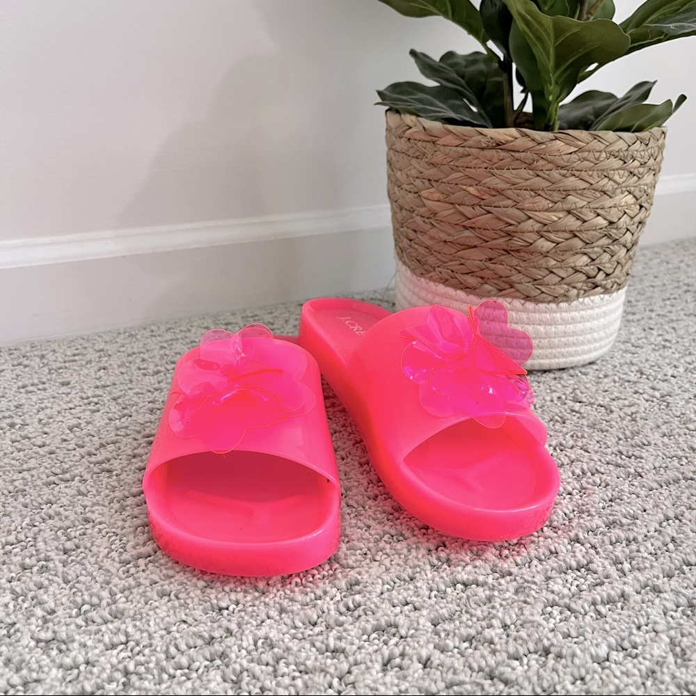 Neon Pink Jelly Slip-Ons